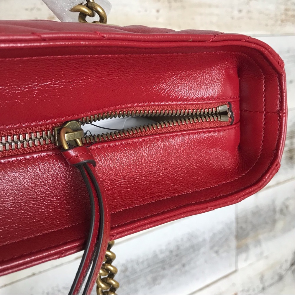 Gucci Red Quilted Medium Marmont Tote 524578 Bag - Picture 8 of 16